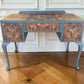 Vintage Art Deco dark green Walnut Burr Wood Desk Writing Table