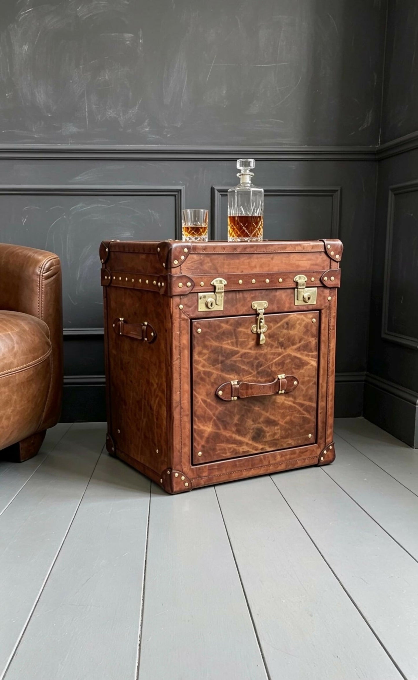 Handmade Storage Chest - Personalised English Luxury Leather - Drawer Trunk