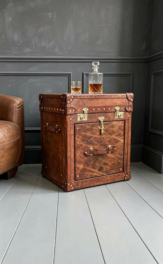 Handmade Storage Chest - Personalised English Luxury Leather - Drawer Trunk