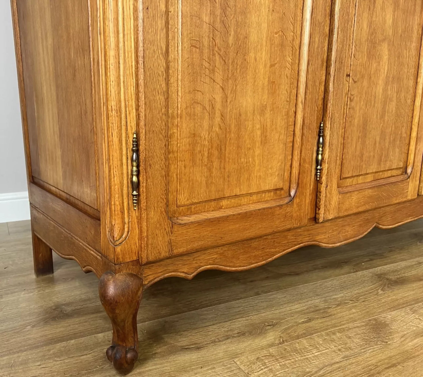 Wardrobe Vintage French Louis XVI Style Oak Four Door Carved Armoire LOT 4979