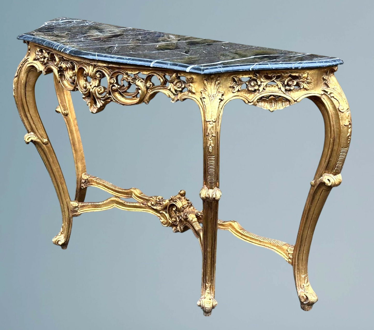 French Rococo Gilt Serpentine Console Table