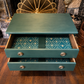 Vintage Heritage Green Chest of Drawers | Gold Bee Lined Drawers & Gold