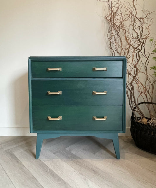 Mid Century Chest Of Drawers, Green and Teal