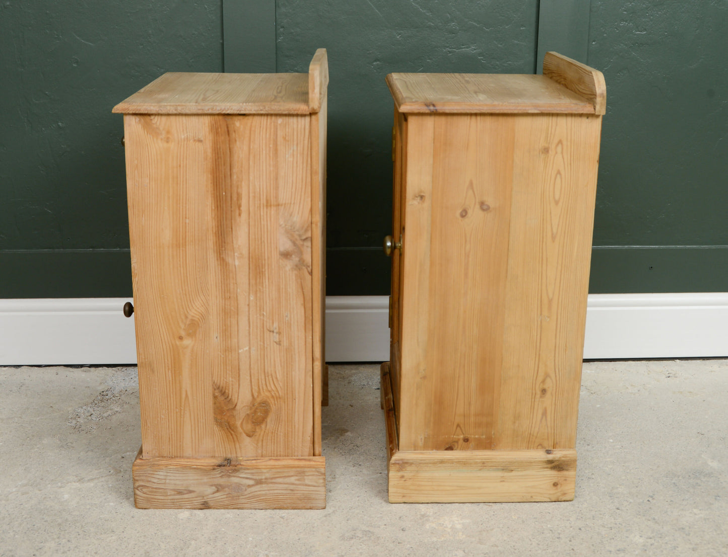 Pair Vintage Pine Bedside Cupboards Tables - Pot Cupboards - SKU 206 207