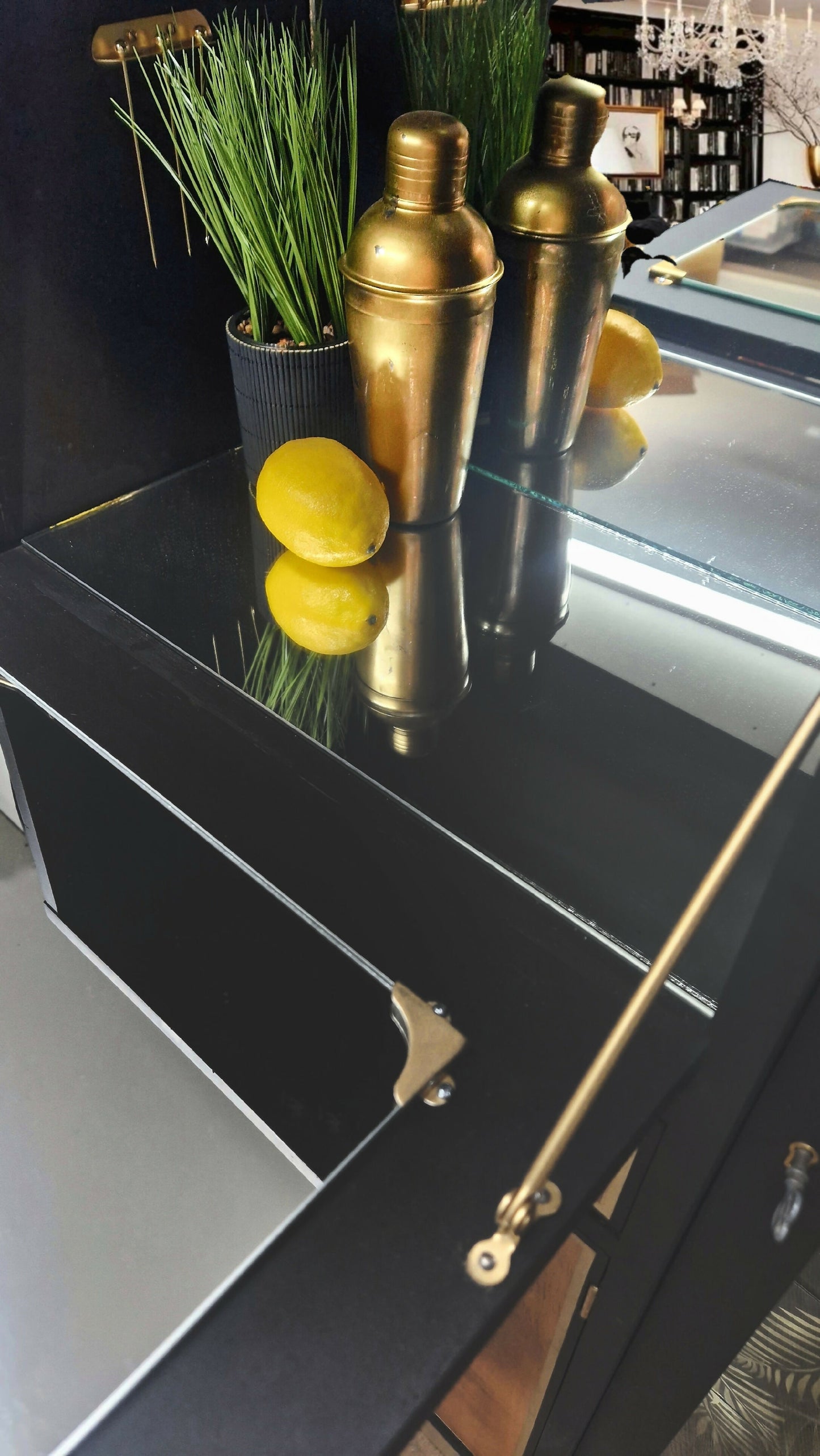Art deco cocktail cabinet black and gold-MADE TO ORDER