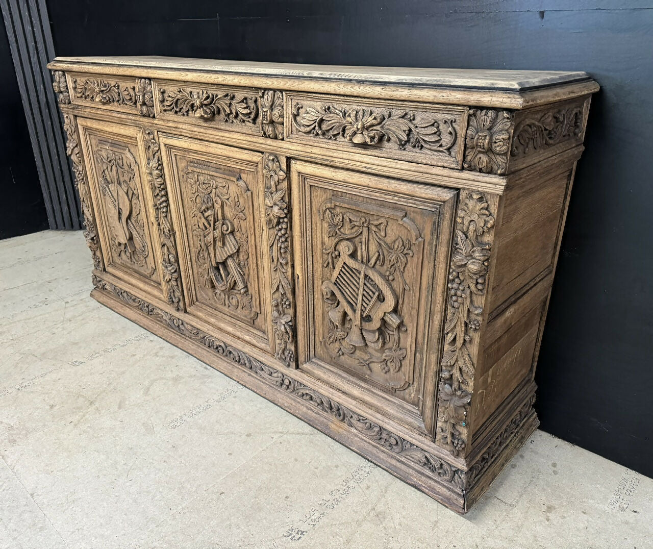 Superb French Carved Oak Sideboard