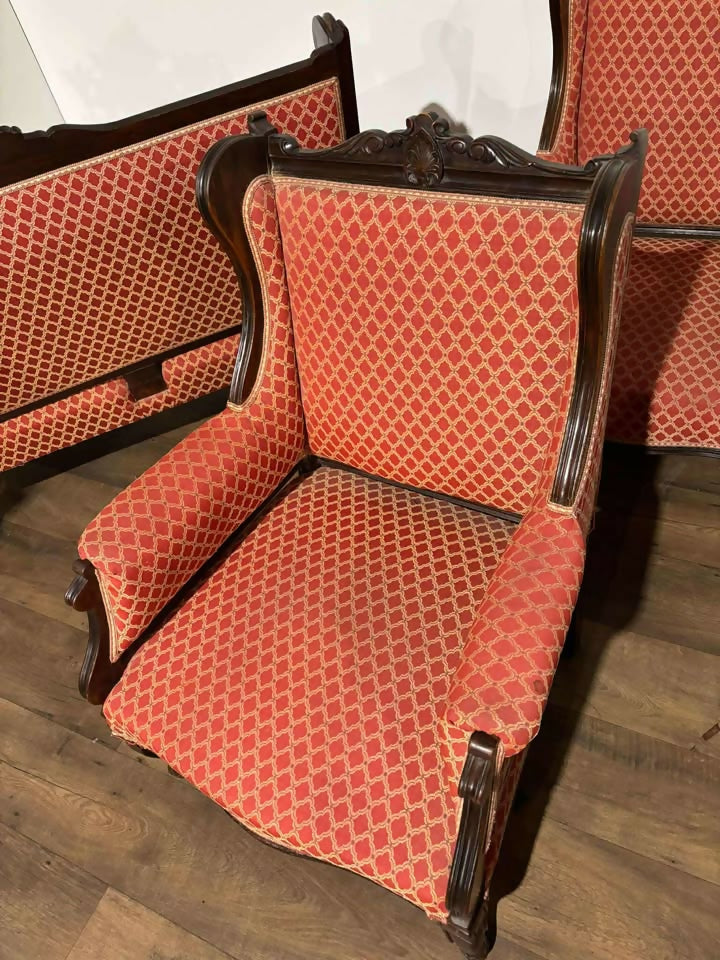Edwardian Upholstered Mahogany Framed Salon Suitea