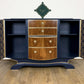 Art deco style Sideboard/Buffet. Palmer House Hotel Tiffany Peacocks. Navy Blue and Gold
