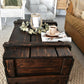 Vintage Army Chest Coffee Table, Reclaimed Wood Trunk Table on Wheels, Rustic Industrial Storage Chest, Dark Brown Loft Furniture