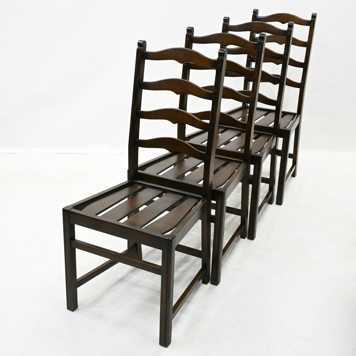 Set of 4 1970s Ercol Ladderback Dining Chairs Dark Finish FREE UK Delivery*. SBR10308/0804E