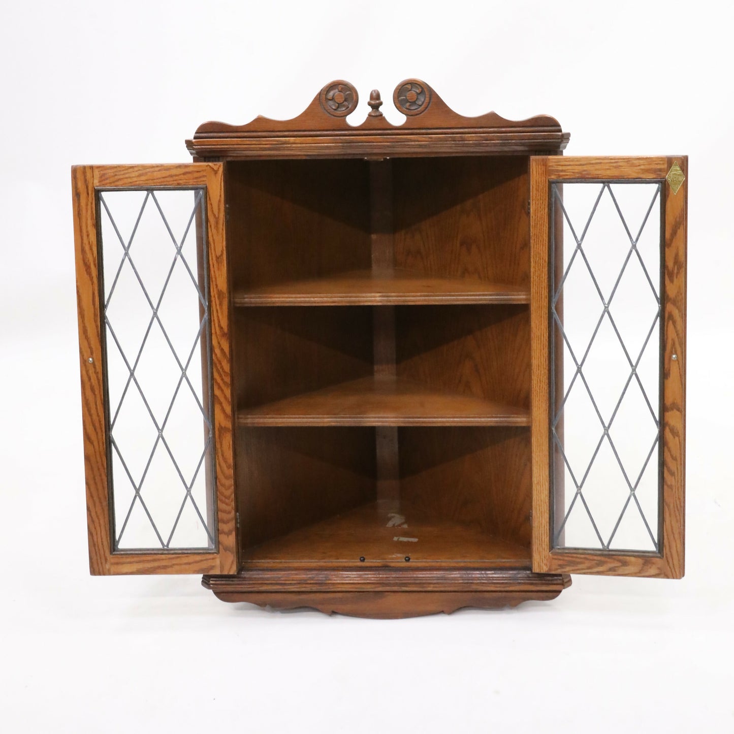 Old Charm Oak Hanging Corner Display Cabinet Tudor Brown #1914 FREE UK Delivery. SBR9573/1909D