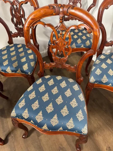 Set of Six Reproduction French Style Mahogany Dining Chairs