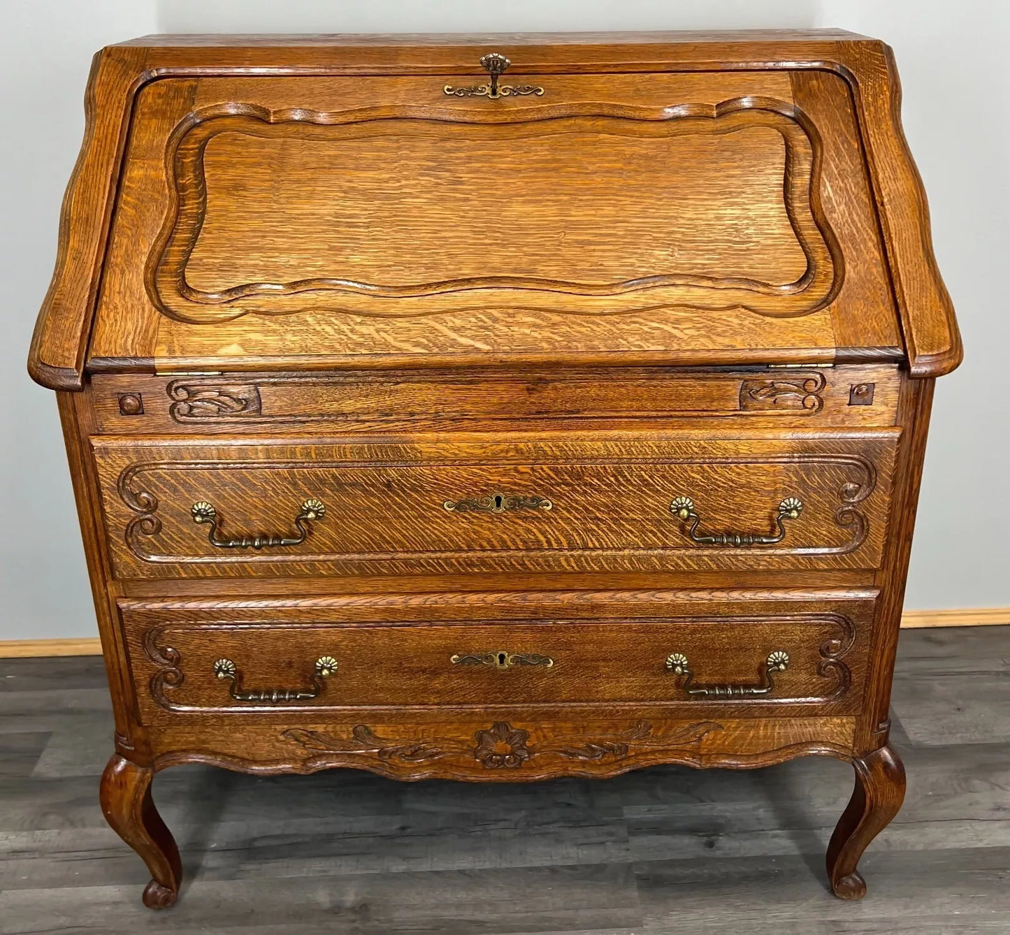 Secretaire Writing Desk Antique French Style Bureau Drop Front Cabinet LOT 3523