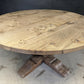 Large Round Bleached Oak Farmhouse Dining Table