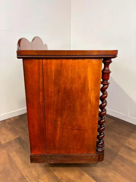 Victorian Scottish Flame Mahogany Pedestal Desk