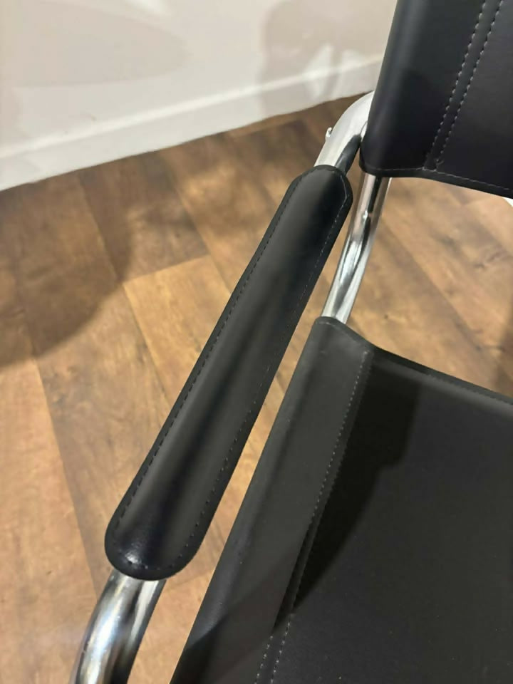 Contemporary Chrome & Faux Leather Armchair