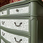 William Morris Style Large chest of drawers. Wood. Handpainted, with decoupage.