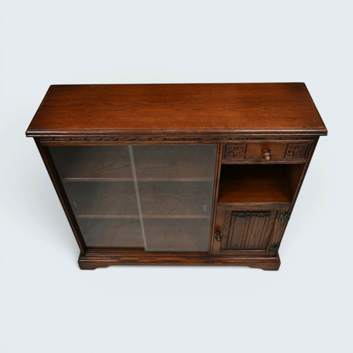 Old Charm Narrow Bookcase Cupboard Drawer Tudor Brown Finish FREE UK Delivery*