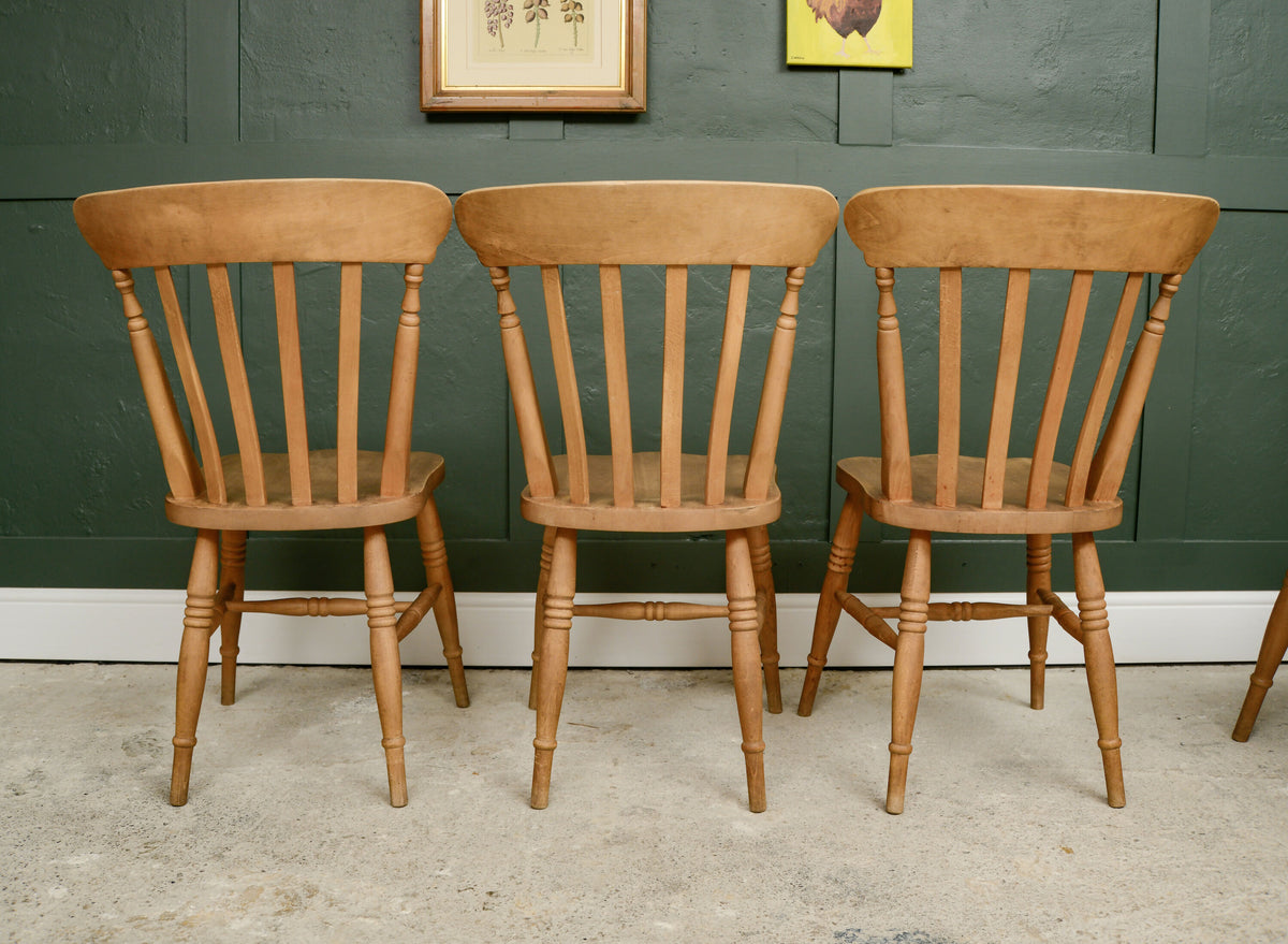6 Rustic Farmhouse Dining Chairs - Beech - Etak Riahc
