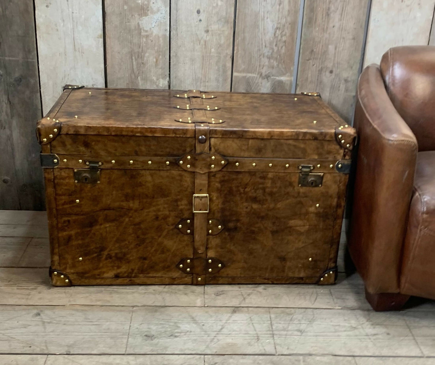 Luxury Handmade Leather Coffee Table Vintage Storage Trunk