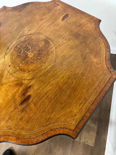Edwardian Inlaid Walnut Occasional Window Table on Castors