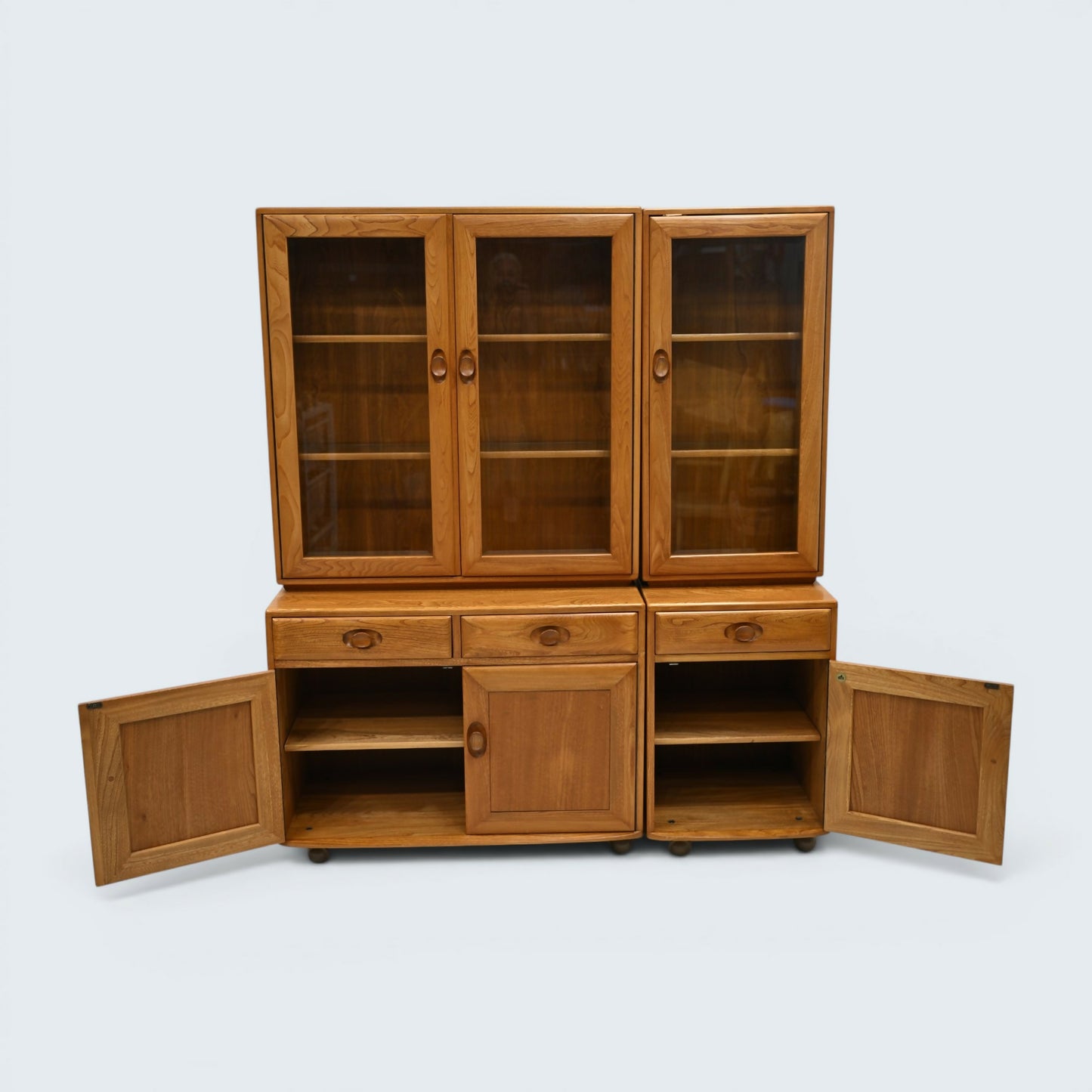 Ercol Windsor Wall Unit Display Cupboard 4 Piece Light Finish FREE UK Delivery