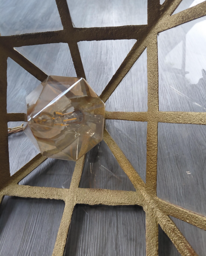 Repurposed Victorian Cloche Pendant Light - Gold Shimmer Finish