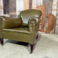 Vintage Edwardian Green Leather Armchair, c.1930