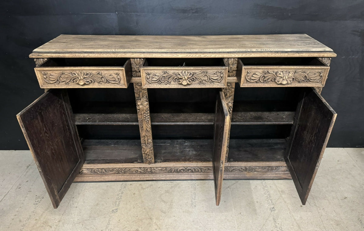 Superb French Carved Oak Sideboard