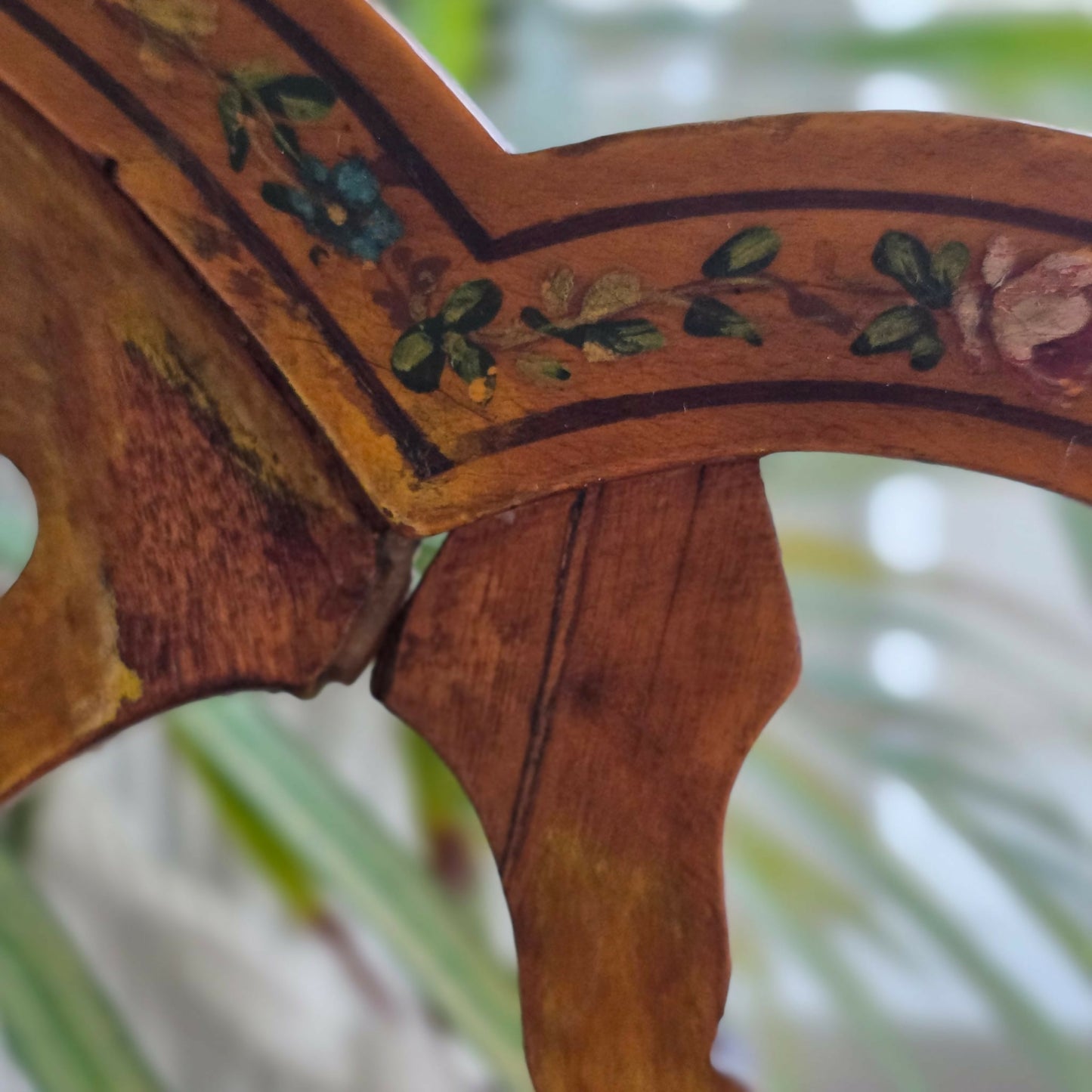 A George III-Style Satinwood Dining / Hall Chair With Hand Painted Portrait . Silk Fabric To Seat.