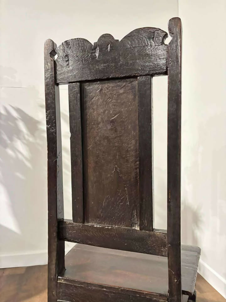 Early Georgian Oak Panel-Back Side Chair