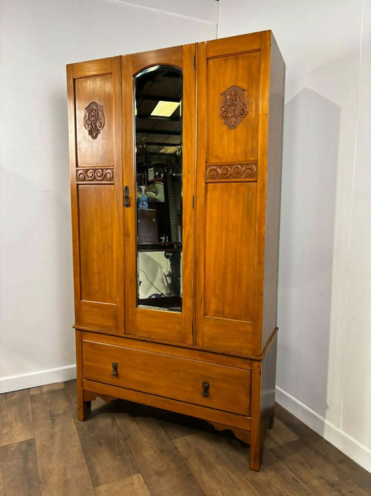 Edwardian Satin Walnut Single Wardrobe