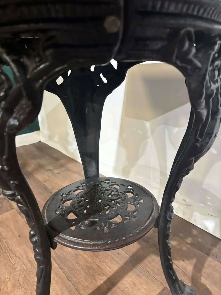 Victorian Cast Iron Pub Table With Mahogany Topn