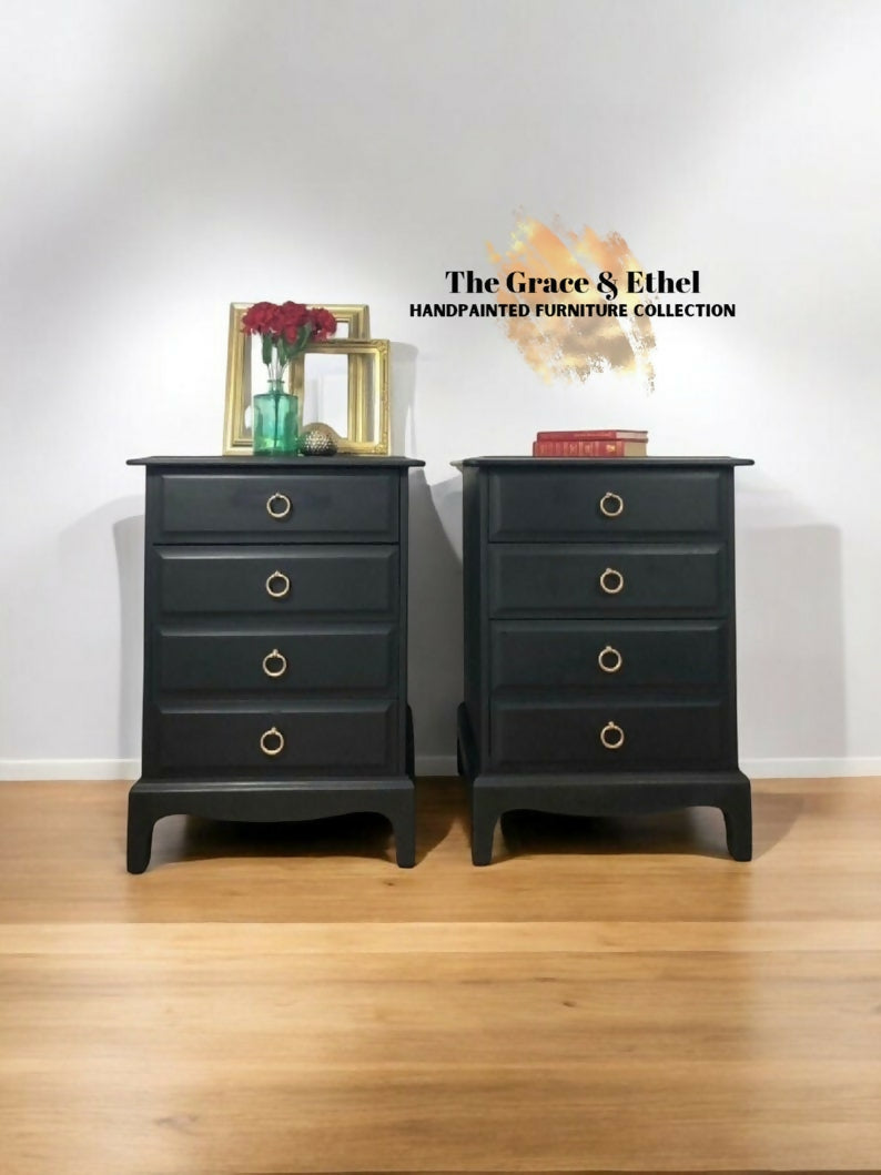 Black Stag minstrel bedside cabinets
