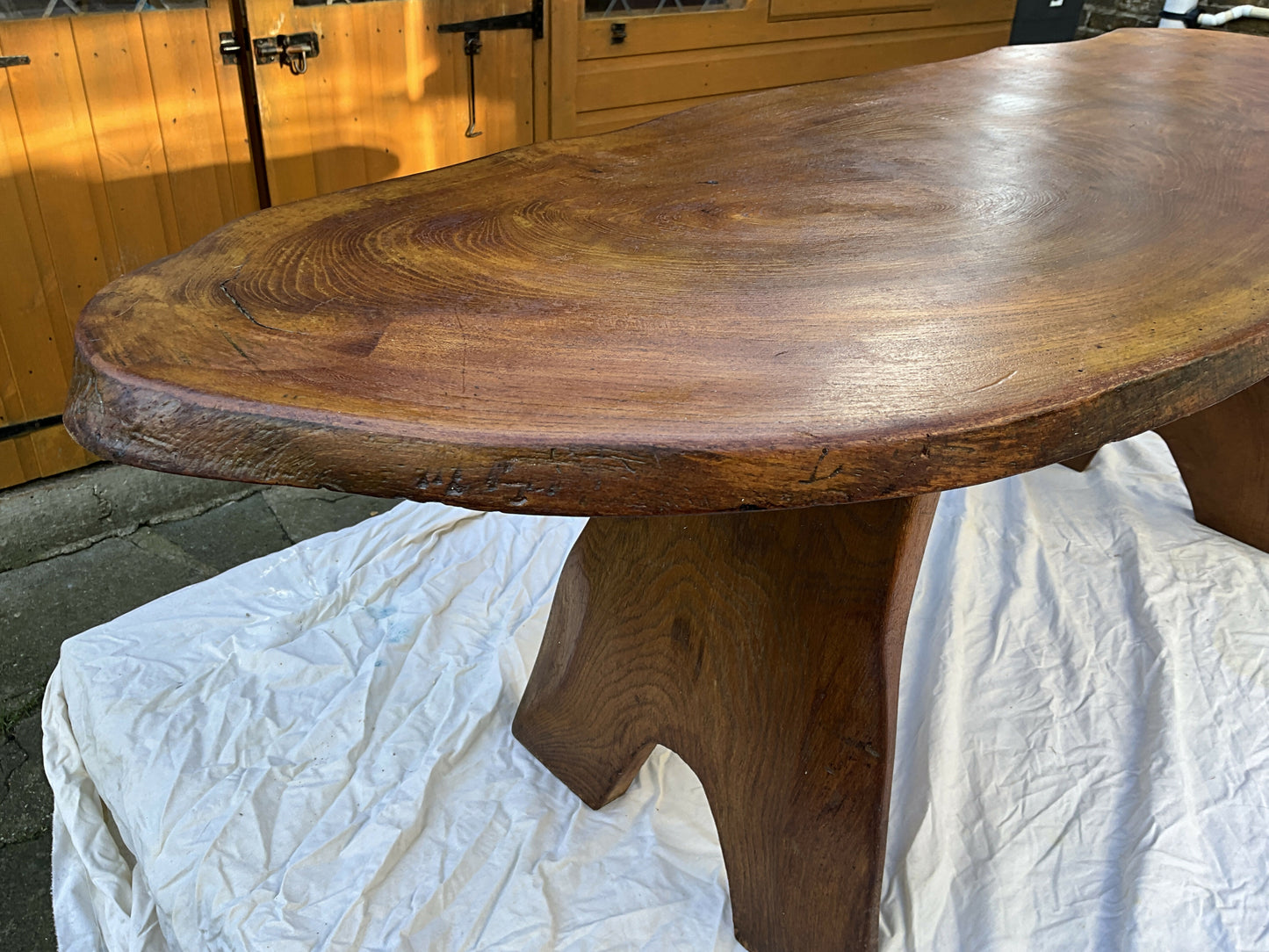 Natural elm slab coffee table