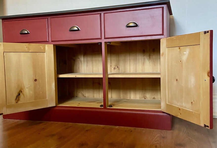 Pine Dresser Base Painted Red