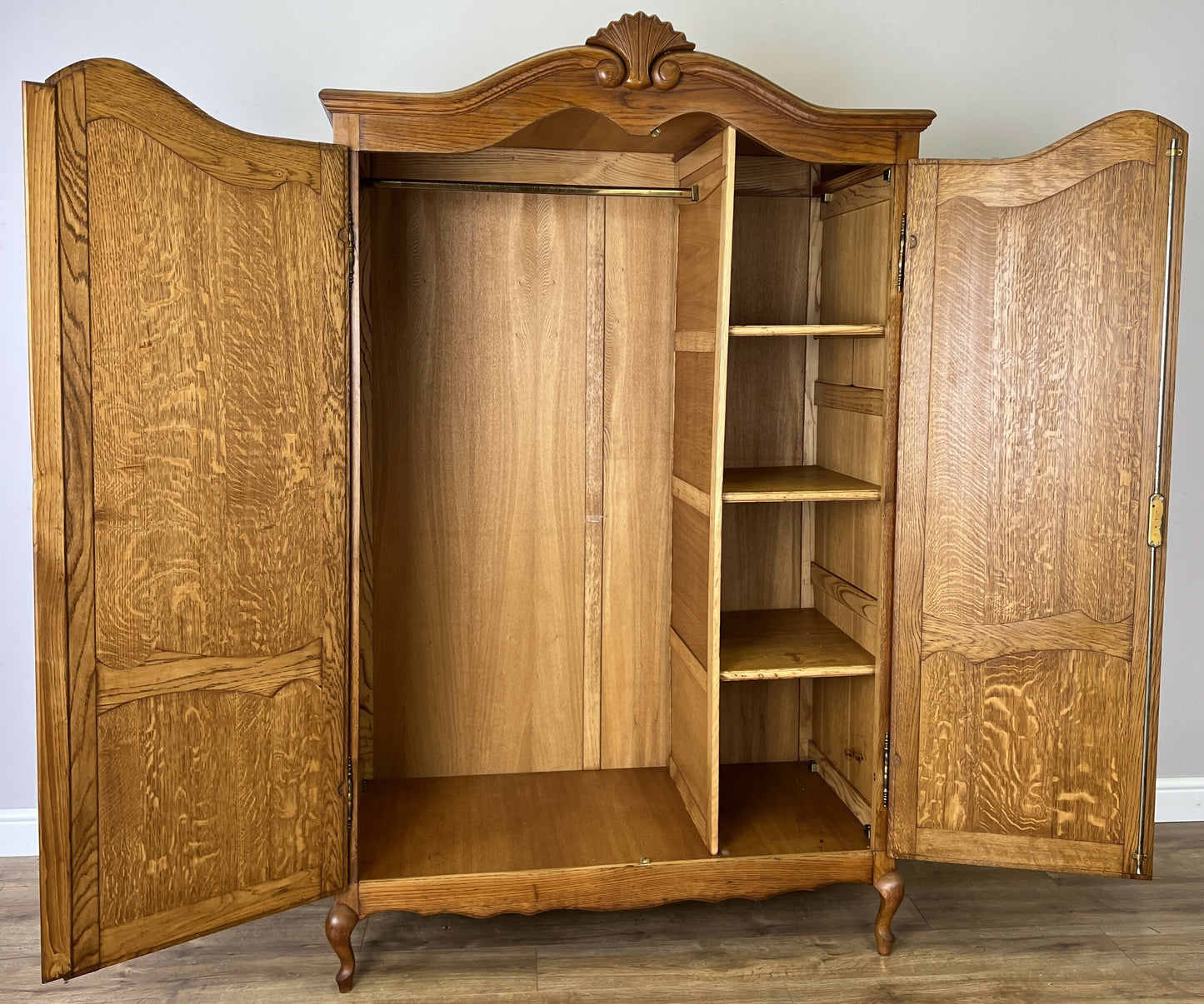 Wardrobe Vintage French Louis XVI Style Oak Two Door Carved Armoire LOT 6493