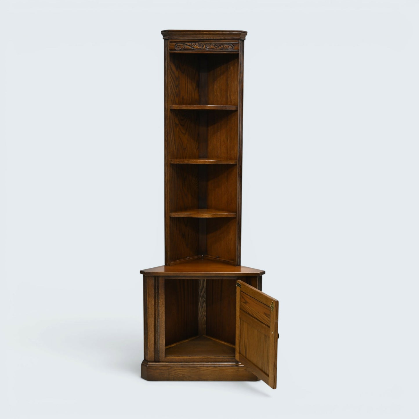 Old Charm Corner End Unit with Cupboard and Shelves Carvings FREE UK Delivery