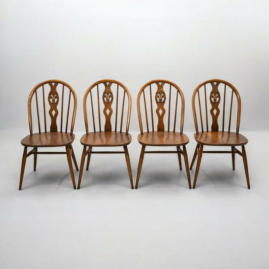 4 Ercol Fleur De Lys Bow Back Kitchen/Dining Chairs Model 878 FREE UK Delivery