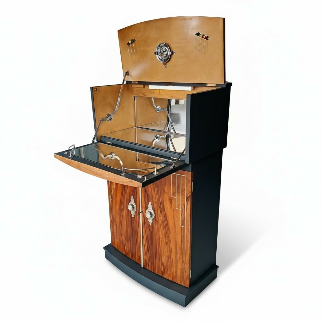 Vintage Art Deco Walnut Cocktail Cabinet