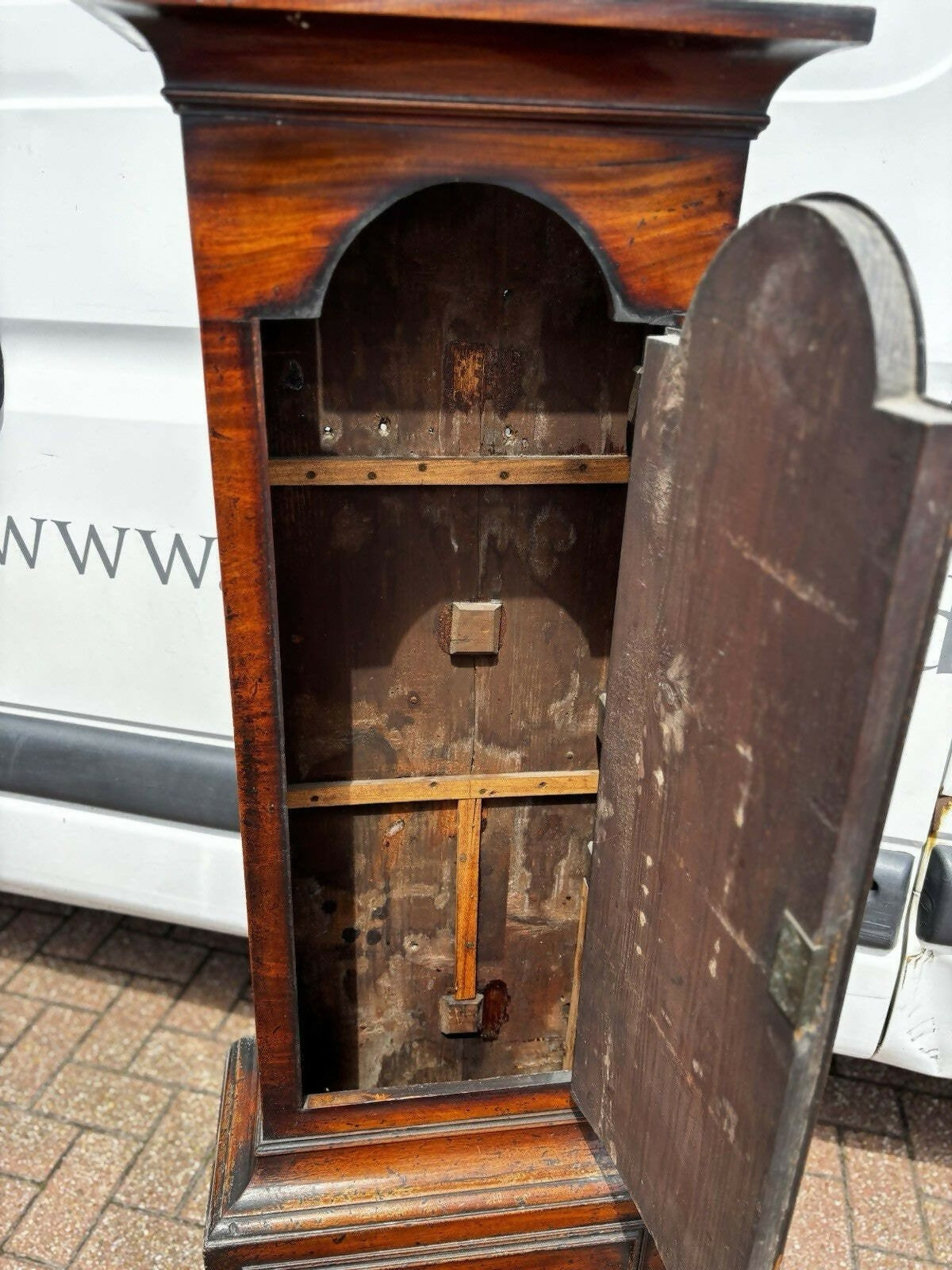Vintage Georgian Mahogany Canterbury Longcase Clock, Painted Face With Maritime Theme