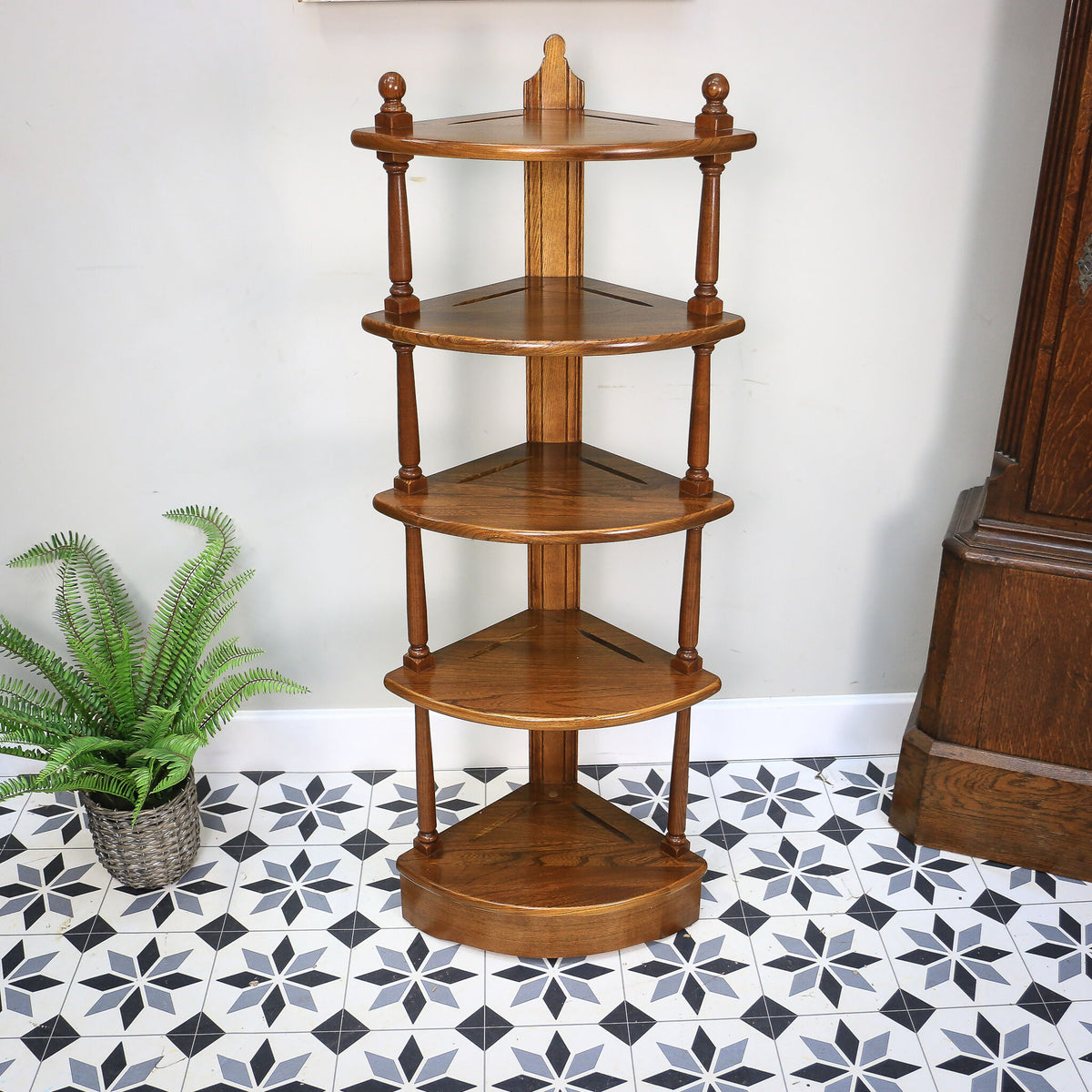 Ercol Windsor 5 Tier What Not in Golden Dawn. Model 1105