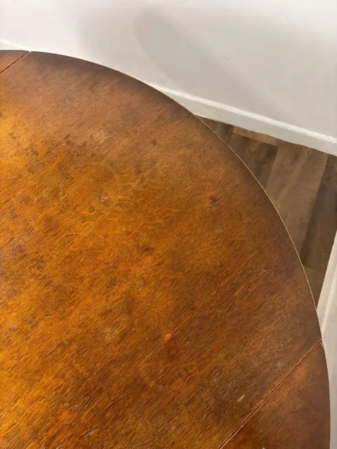 Vintage Round Oak Drop Leaf Dining Table