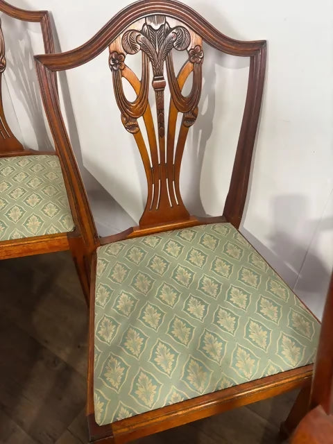 Set Of Six Reproduction Yew Wood Dining Chairs