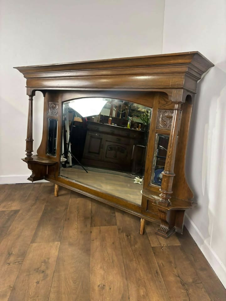 Art Nouveau Carved Sideboard Mirror