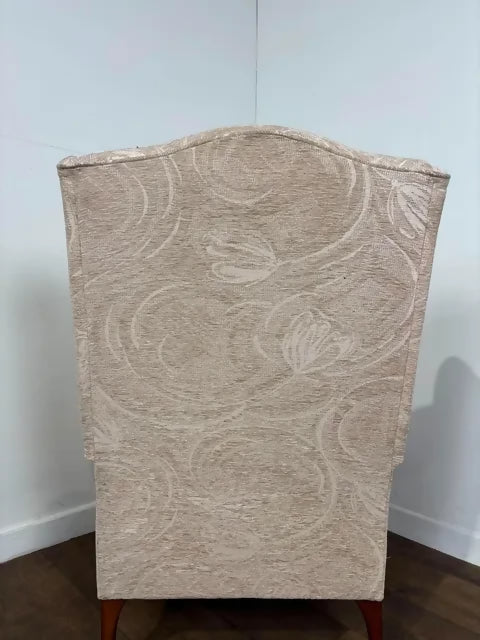 Vintage Style Cream Fabric Wingback Armchair