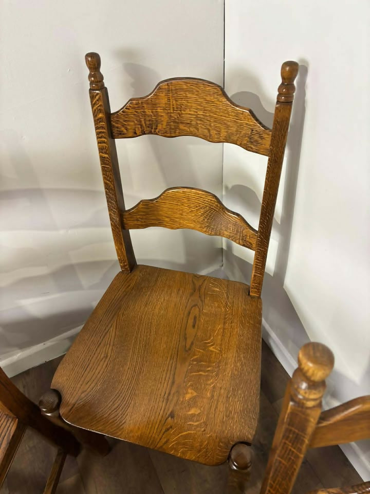 Set of Six Custom Made Elm Bar Back Dining Chairs