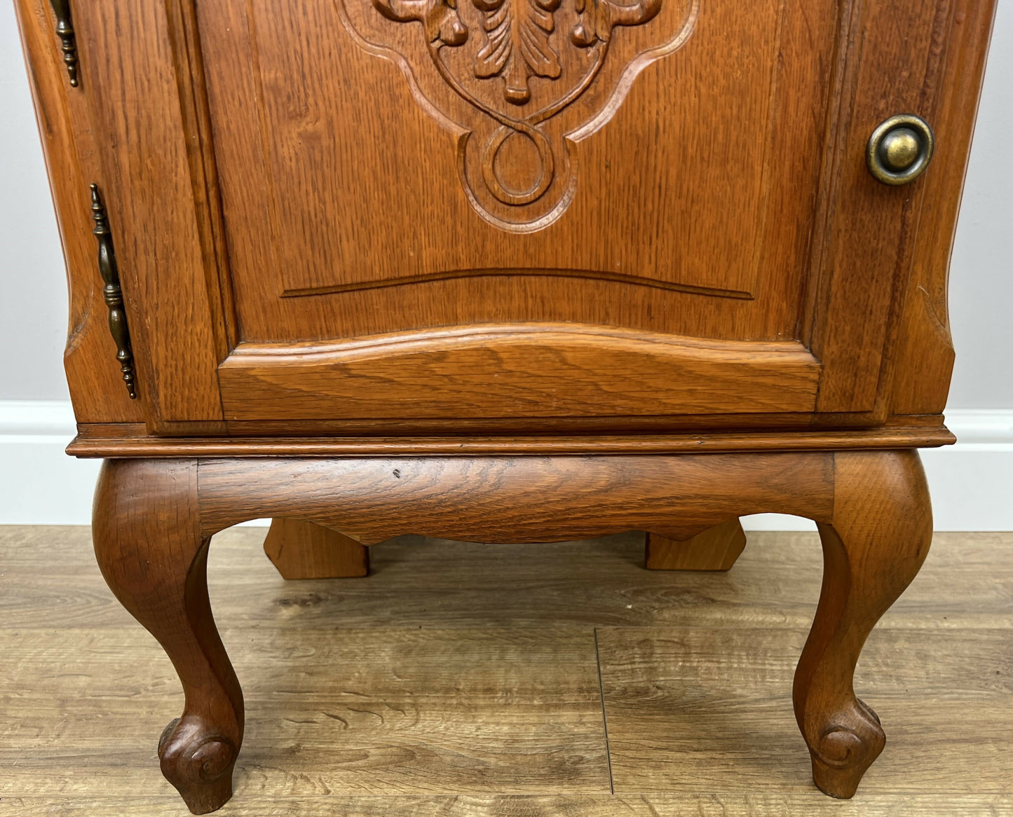 Pair of Bedside Tables Vintage French Louis Oak Nightstands Cabinets LOT 6219