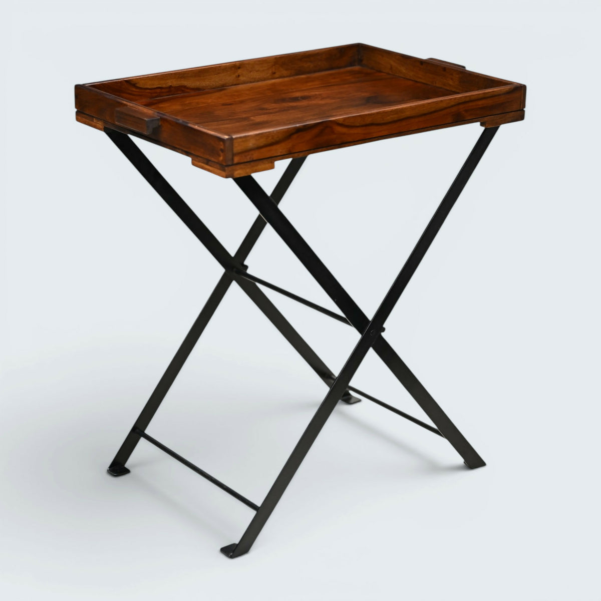 Mahogany Butlers Tray / Fold Away Side Table Iron Frame with FREE UK Delivery*
