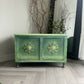 Vintage blanket box, hand painted green, boho